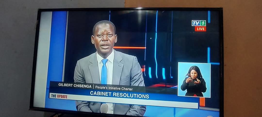 Gilbert Chisenga of People's Initiative Charter live on TV1 Zambia discussing governance